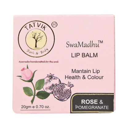 SwaMadhu Rose & Pomegranate - Lip Balm and Tint - 20 Gm